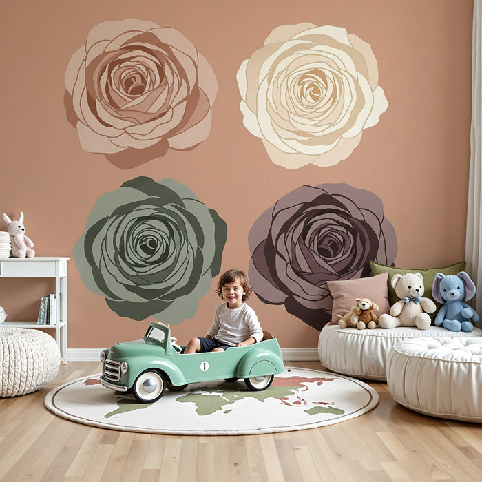 Papel pintado para habitación infantil | Rosas y fondo suave