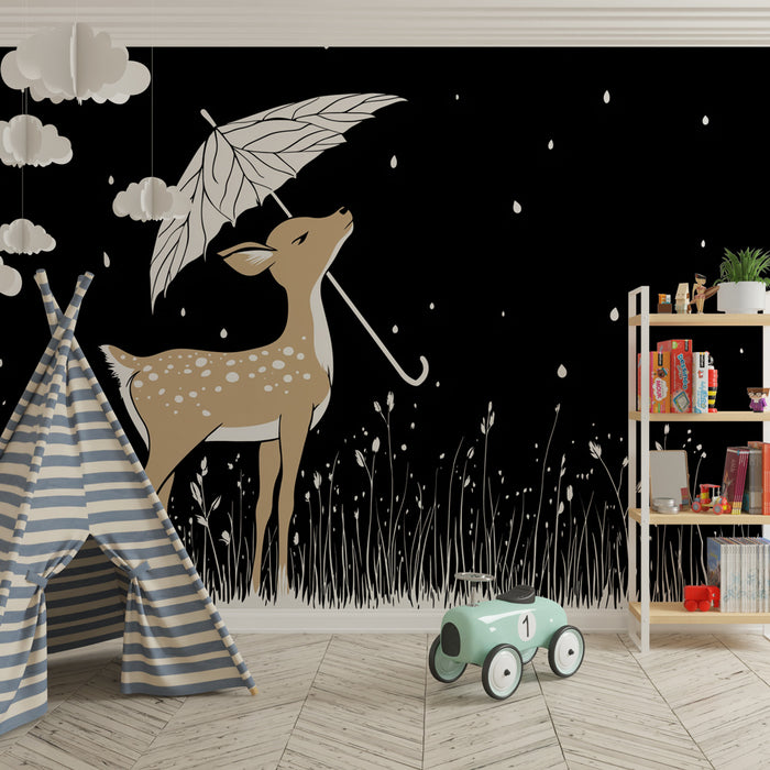Lastenhuoneen tapetti | Niin kaunis hirvi sateessa