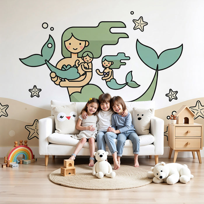 Tapeta dětského pokoje | Mořská panna a moře