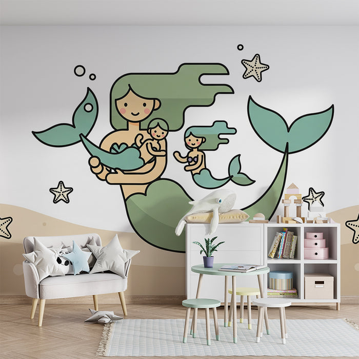 Tapeta dětského pokoje | Mořská panna a moře