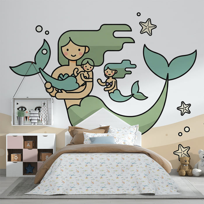 Tapeta dětského pokoje | Mořská panna a moře