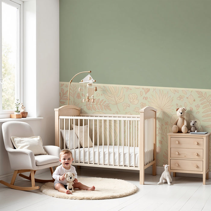 Babyværelses tapet | Blomstermønster i pastelfarver