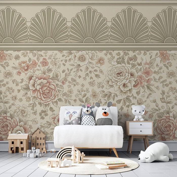Baby's room wallpaper | Floral wainscoting