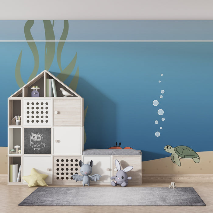 Babykamer behang | Onderzeeër met krabben en schildpadden