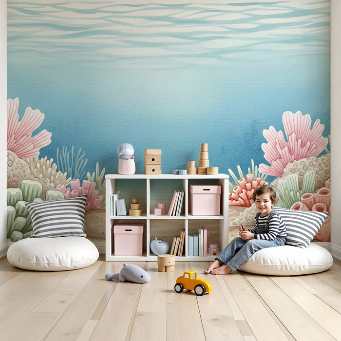 Babykamer behang | Kleurrijke onderzeeër met levendige koralen