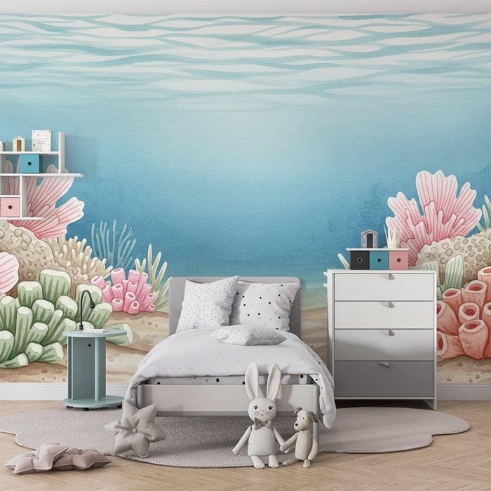 Babykamer behang | Kleurrijke onderzeeër met levendige koralen
