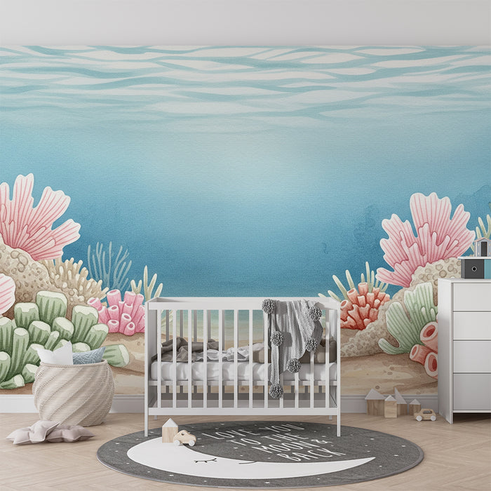 Babykamer behang | Kleurrijke onderzeeër met levendige koralen