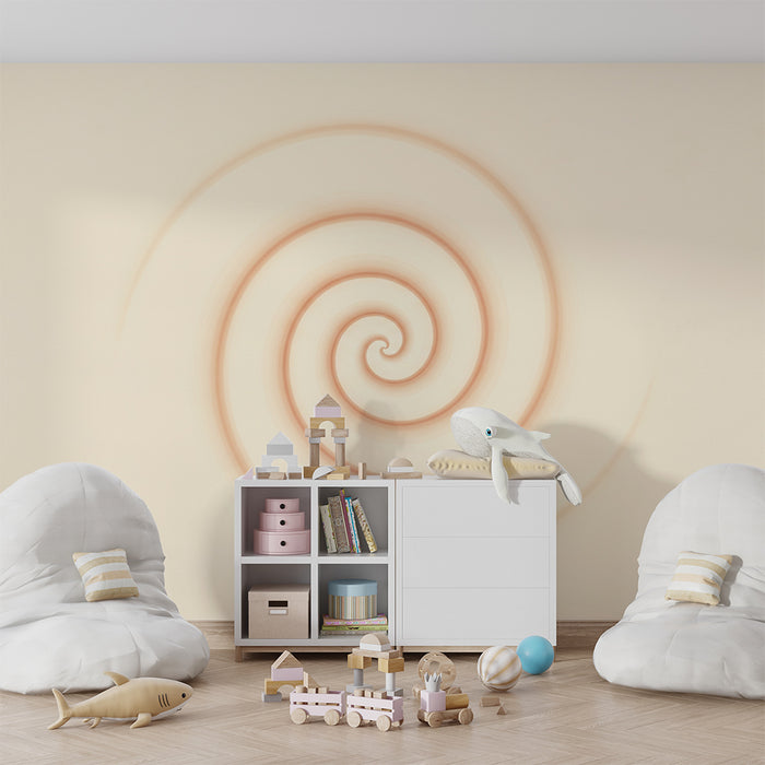 Papier peint chambre bébé | Spirale douce et apaisante dans des tons crème