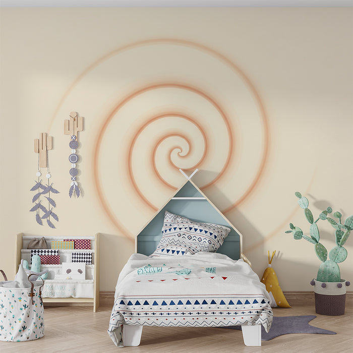 Papier peint chambre bébé | Spirale douce et apaisante dans des tons crème