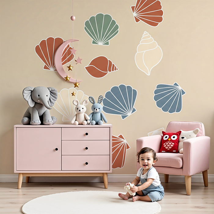 Papel pintado para habitación infantil | Lluvia de conchas