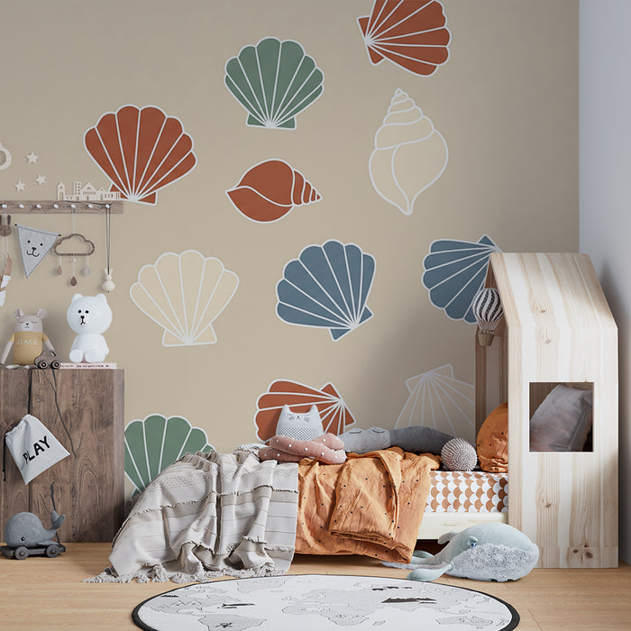 Papel pintado para habitación infantil | Lluvia de conchas