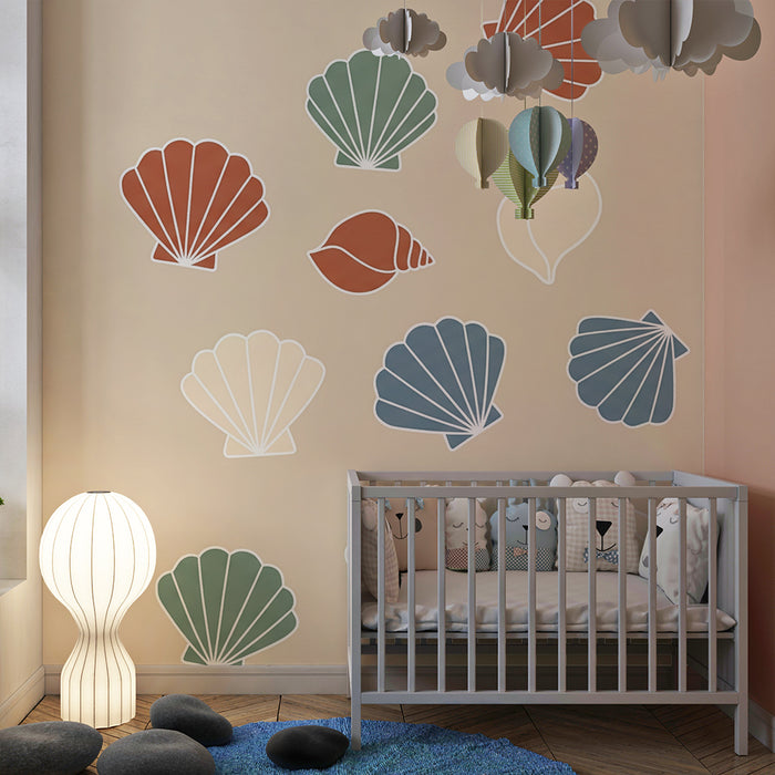 Papel pintado para habitación infantil | Lluvia de conchas