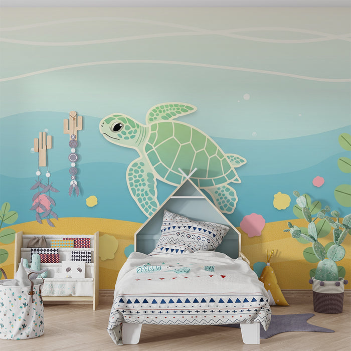 Paberi tapeet beebi tuba | Merikilpkonn ujumas värvilises ookeanis