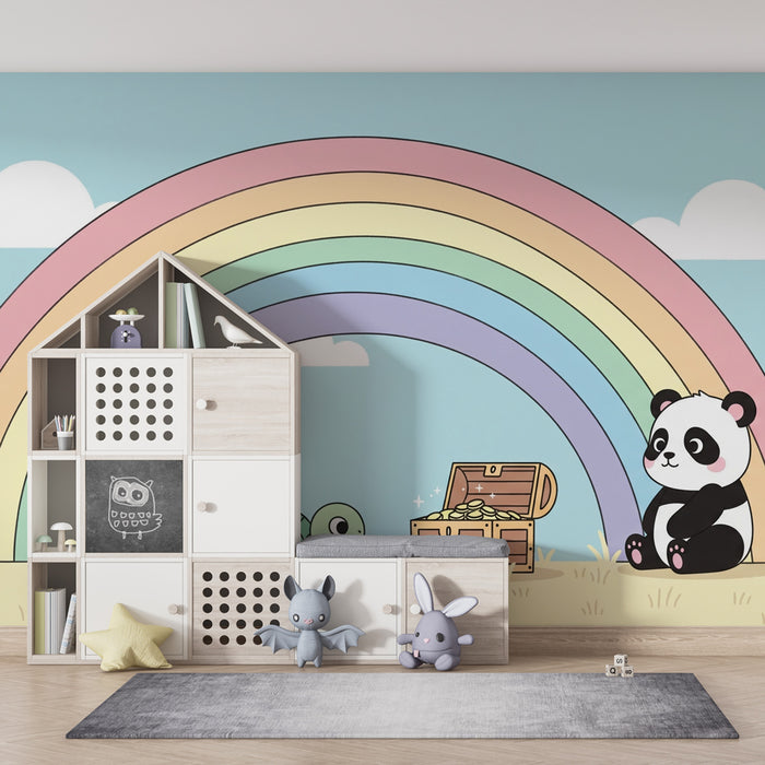 Tapeta do dětského pokoje | Želva, panda a kouzelná duha