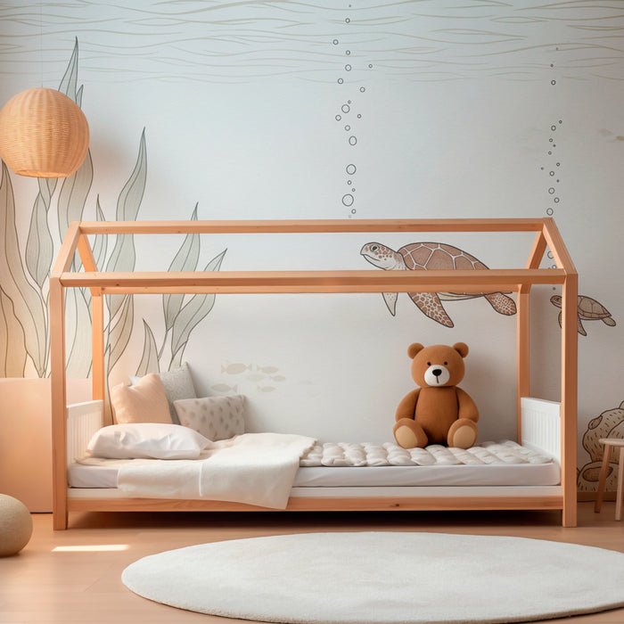 Nursery room wallpaper | Sea turtles and aquatic plants