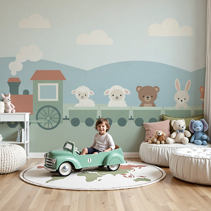 Babyzimmer Tapete | Niedliche Tierzug