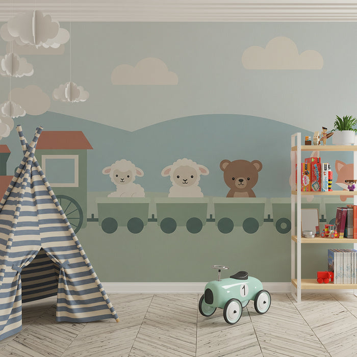 Babyzimmer Tapete | Niedliche Tierzug