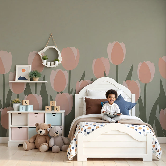 Papel de parede quarto bebê | Tulipas suaves e calmantes