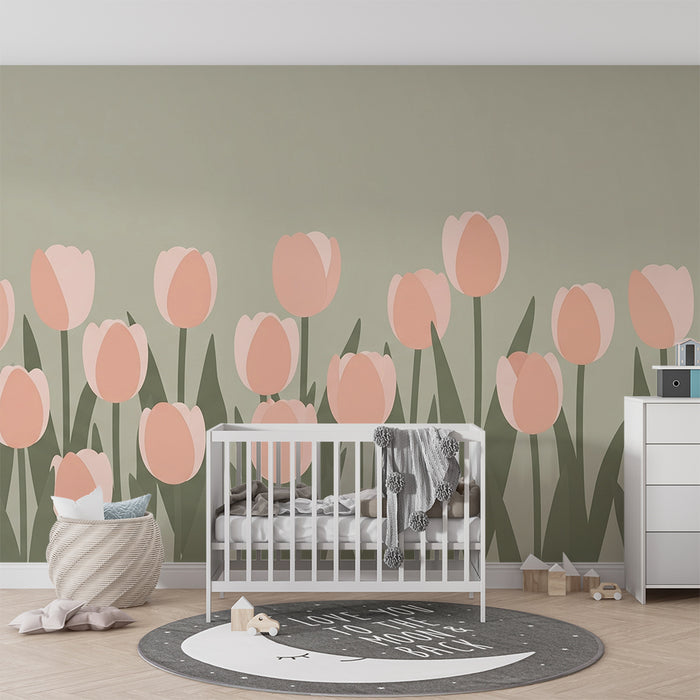 Papel de parede quarto bebê | Tulipas suaves e calmantes