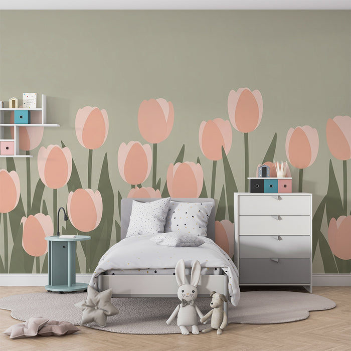 Papel de parede quarto bebê | Tulipas suaves e calmantes