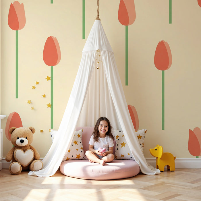 Papel de parede quarto bebê | Nježni i pastelni tulipani