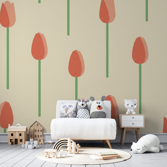 Papel de parede quarto bebê | Nježni i pastelni tulipani