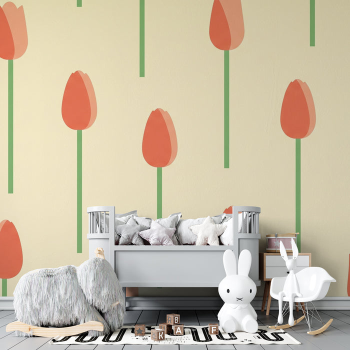 Papel de parede quarto bebê | Nježni i pastelni tulipani