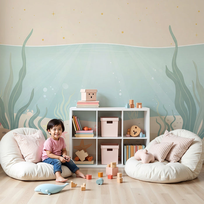 Papel de parede quarto bebê | Морски свят с ракове и морски звезди