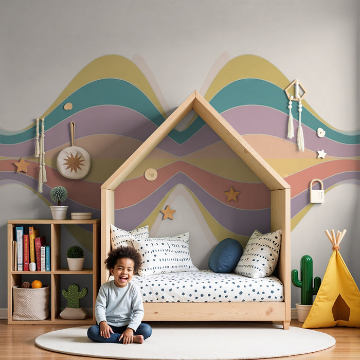 Nursery room wallpaper | Színes, puha és nyugtató hullámok