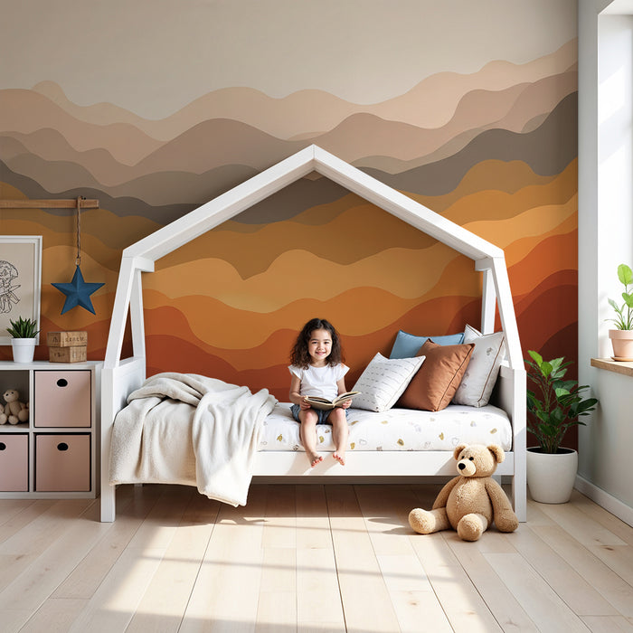 Baby room wallpaper | Earthy and soft color waves