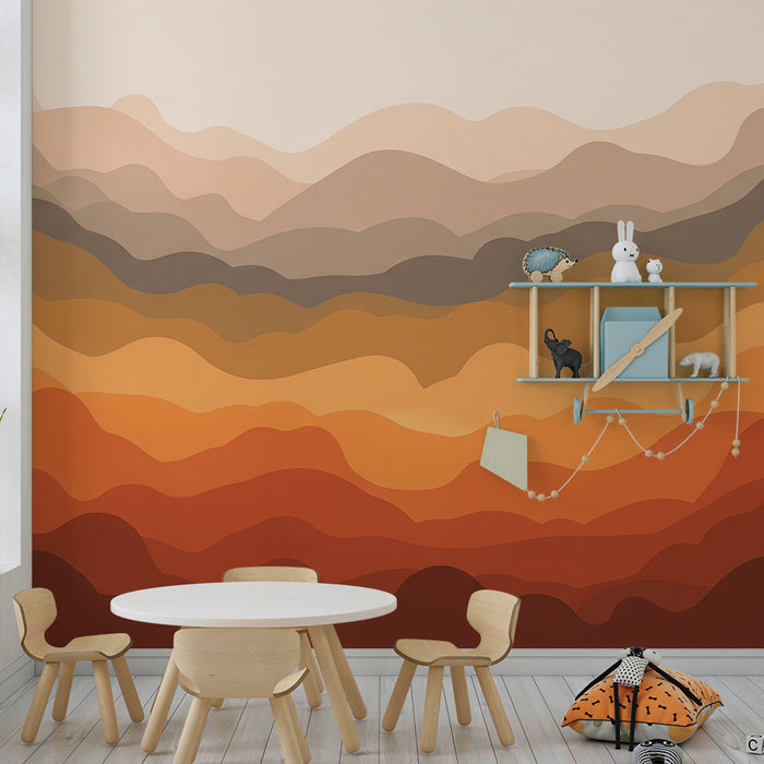 Baby room wallpaper | Earthy and soft color waves