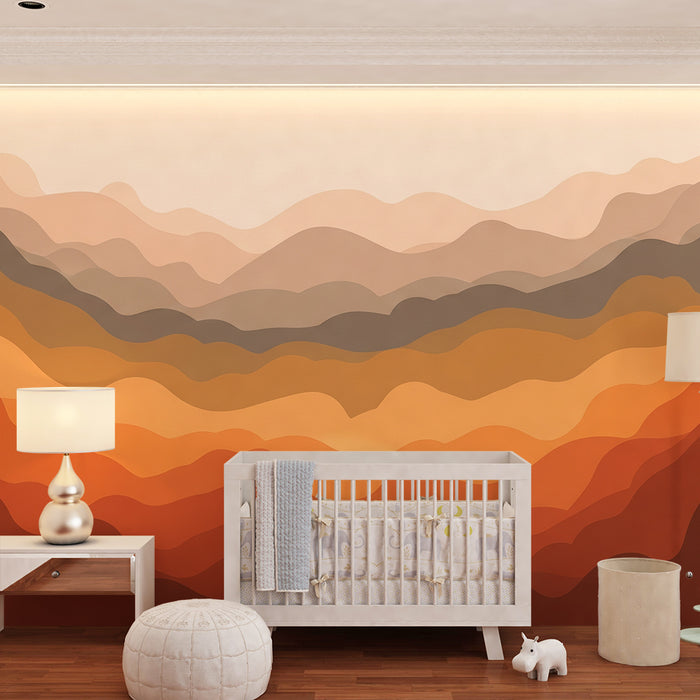 Baby room wallpaper | Earthy and soft color waves