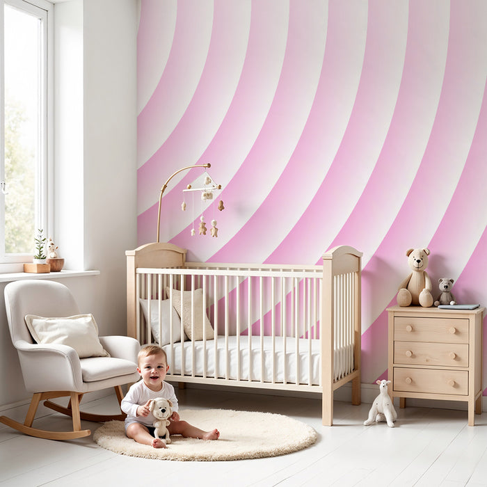 Nursery room wallpaper | Soft waves in gradient pink