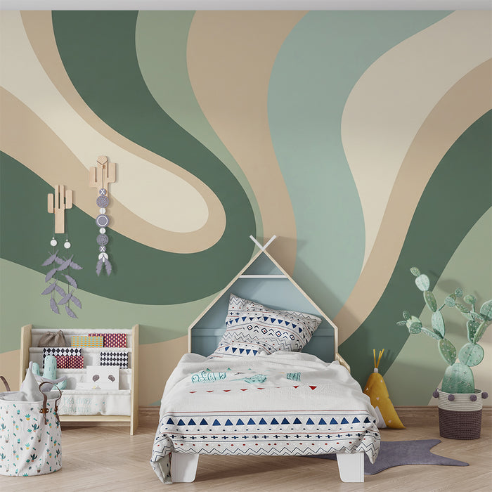 Papier peint chambre bébé | Vagues douces et couleurs apaisantes
