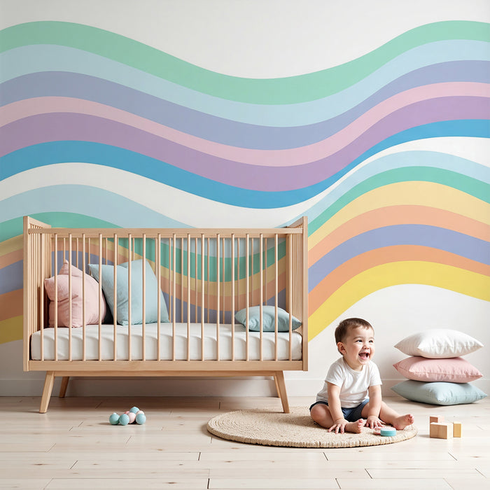 Ταπετσαρία για το δωμάτιο του μωρού | Απαλά και ηρεμιστικά κύματα σε παστέλ χρώματα