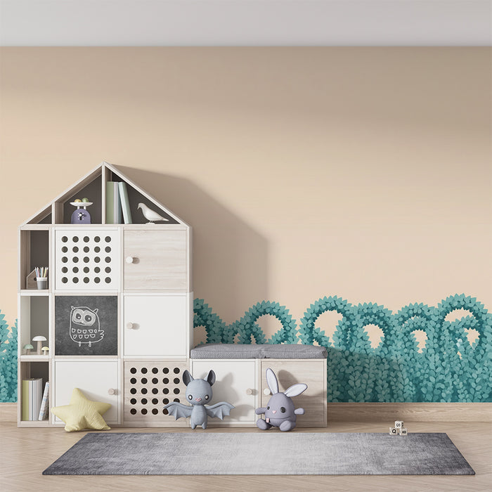 Papel de parede quarto bebê | Vegetação suave e calmante em tons verdes