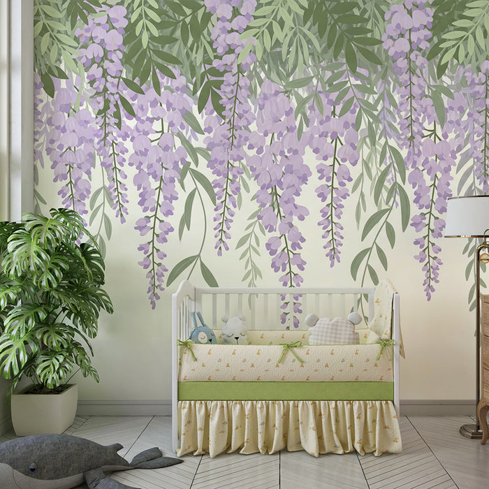 Tapet barnerom | Blomstrende blåregnranker