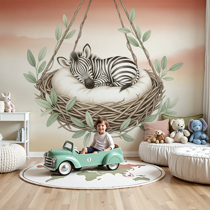 Tapet barnerom | Søvende sebra i sin rede