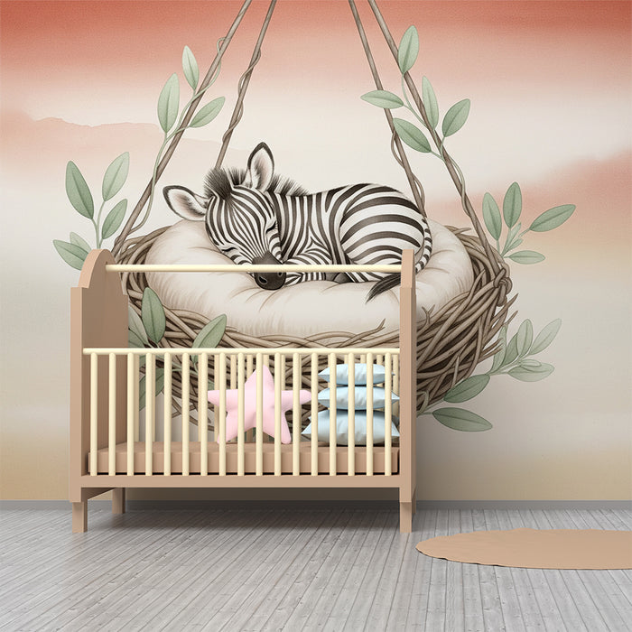 Tapet barnerom | Søvende sebra i sin rede