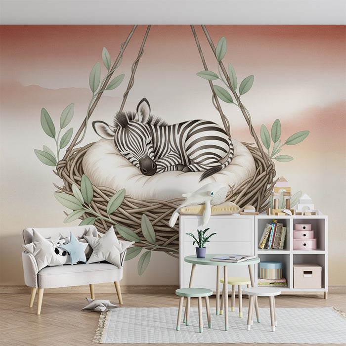 Tapet barnerom | Søvende sebra i sin rede