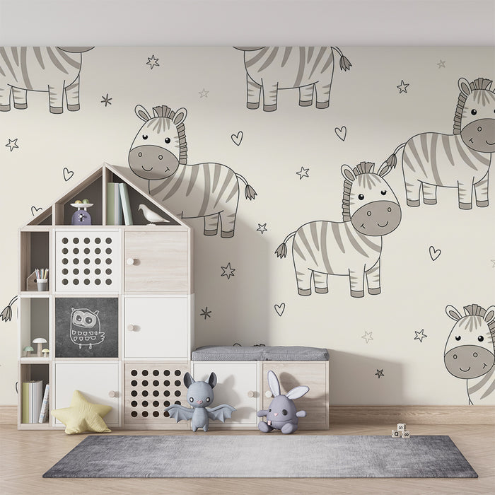 Papel de parede quarto bebê | Чудни зебри и звезди