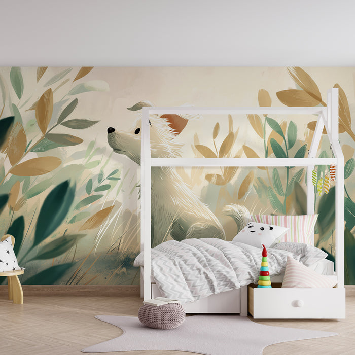 Papel pintado infantil | Adorable perro en la naturaleza