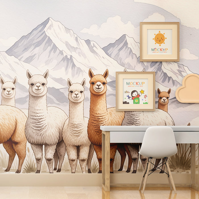 Papel de parede criança | Alpacas felizes nas montanhas
