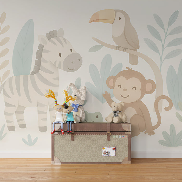 Papier peint chambre enfant | Animaux adorables de la jungle