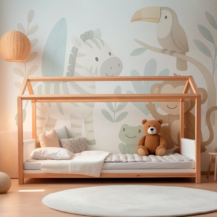 Papier peint chambre enfant | Animaux adorables de la jungle