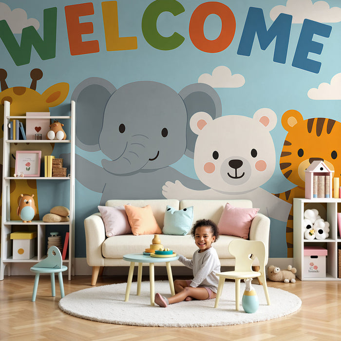 Kinderzimmer Tapete | Freundliche Tiere & fröhliche Farben