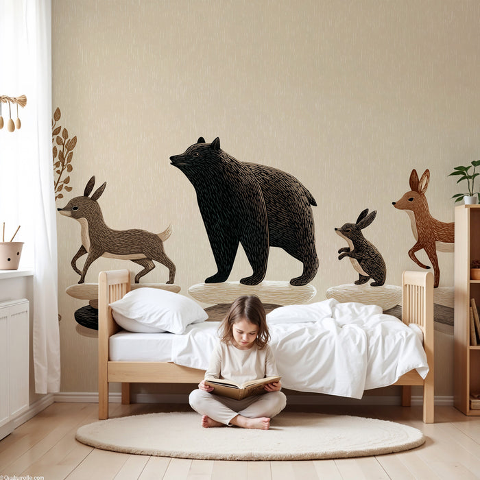 Tapet barnerom | Skogdyr på tur