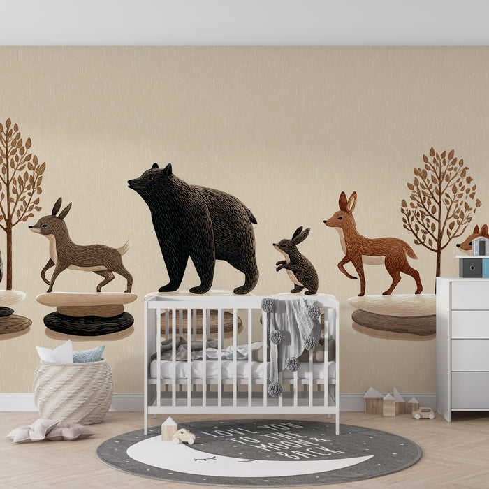 Tapet barnerom | Skogdyr på tur