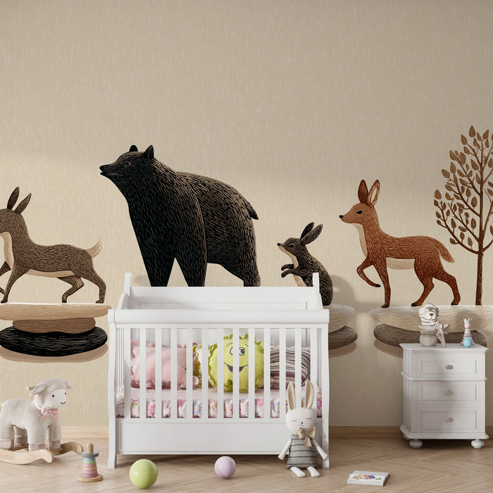 Tapet barnerom | Skogdyr på tur