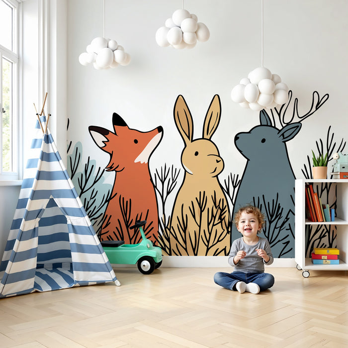 Papel de parede criança | Animais da floresta nos sub-bosques